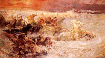 Frederick Arthur Bridgman : Pharaoh's Army Engulfed by the Red Sea